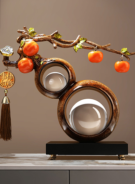 水晶葫芦柿柿如意摆件客厅书房办公室装饰品摆设送领导长辈礼物