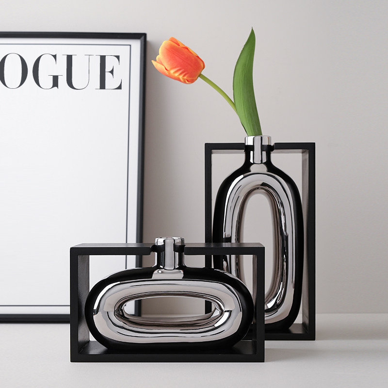 插花水养花瓶高级感客厅玄关电视柜酒柜装饰品摆件意式轻奢高档