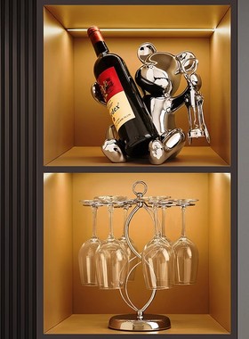 2024新款暴力熊酒柜装饰摆件轻奢高档客厅电视柜餐边柜红酒架饰品