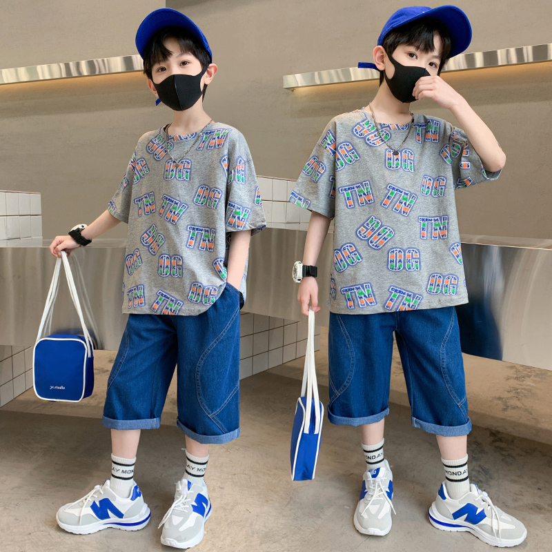 高端儿童装男童夏装套装新款夏季男孩中大童薄款夏款运动酷帅气潮