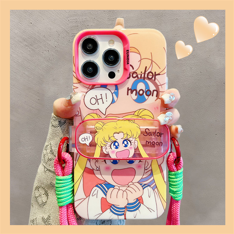 适用iphone14promax手机壳13卡通美少女苹果14新款15背夹斜挎挂绳12高级感11女14pro可爱防摔13pro手机套max怎么看?