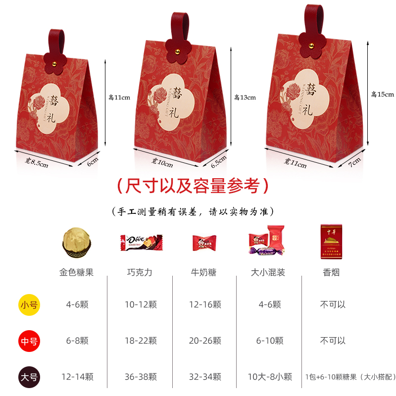 2025新款结婚喜糖盒子手提中式婚礼喜糖礼盒伴手礼可装烟喜糖袋子