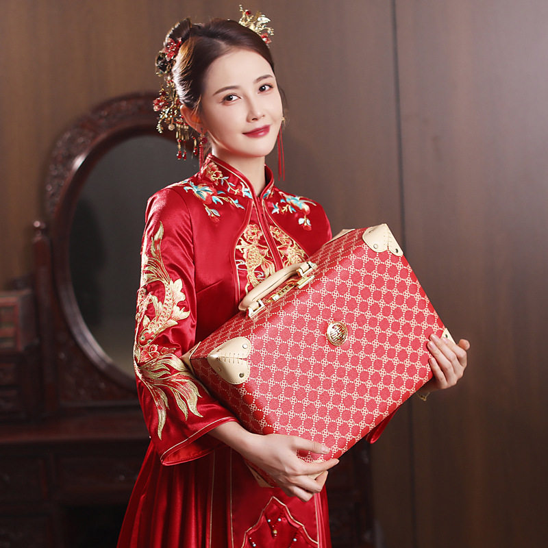 结婚红箱子皮箱新娘陪嫁箱行李箱