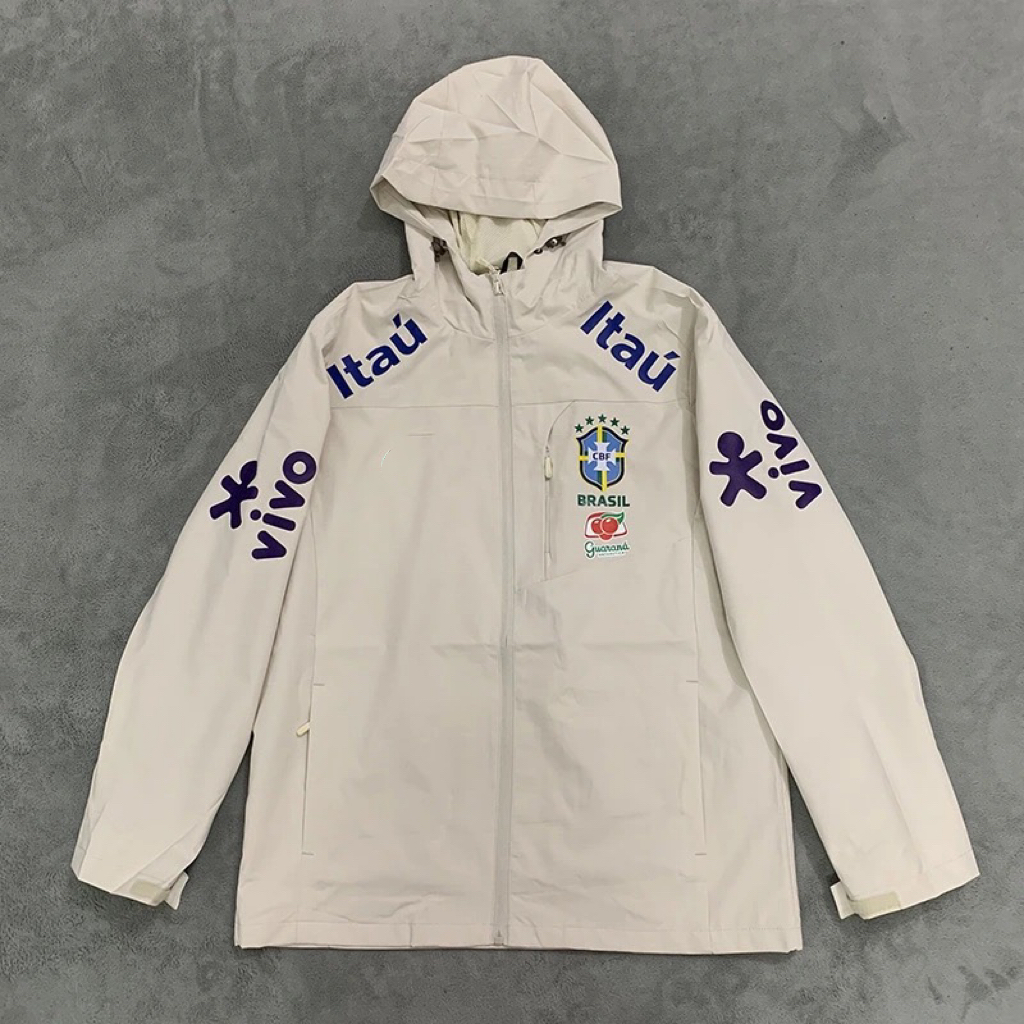 thumbnail for Football Brazilian Long-Sleeved Jacket Training Jacket Warm Jacket Windproof Hooded Thin Section Boys and Girls Autumn and Winter Style