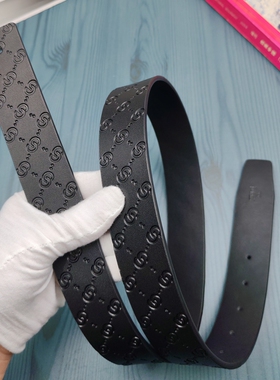 3.8无头皮带男士高档CC纹真皮牛皮奢侈品大牌H扣花罗平替腰带百搭