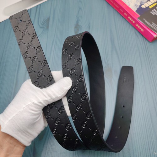 3.8无头皮带男士高档CC纹真皮牛皮奢侈品大牌H扣花罗平替腰带百搭