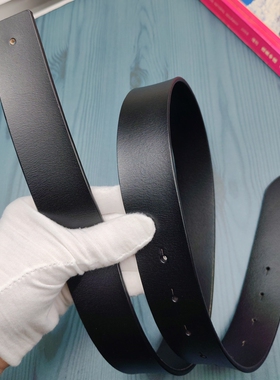 3.8无头皮带男真皮头层牛皮腰带光面平纹H扣大牌平替高档打孔皮带