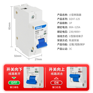 D型电动车电闸 断路器100A家用空开DZ47 包邮 80A 125A 空气开关