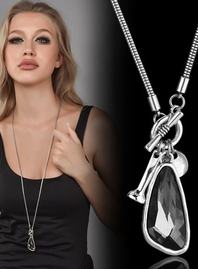 复古水晶女长款毛衣链百搭