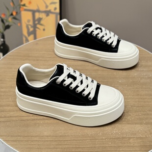 欧货轻便松糕厚底真皮小白鞋女2025秋季新款百搭学生休闲运动板鞋