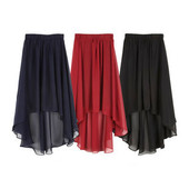 飘逸雪纺裙前短后长半身裙长裙 款 显瘦新款 春夏雪纺长裙四季