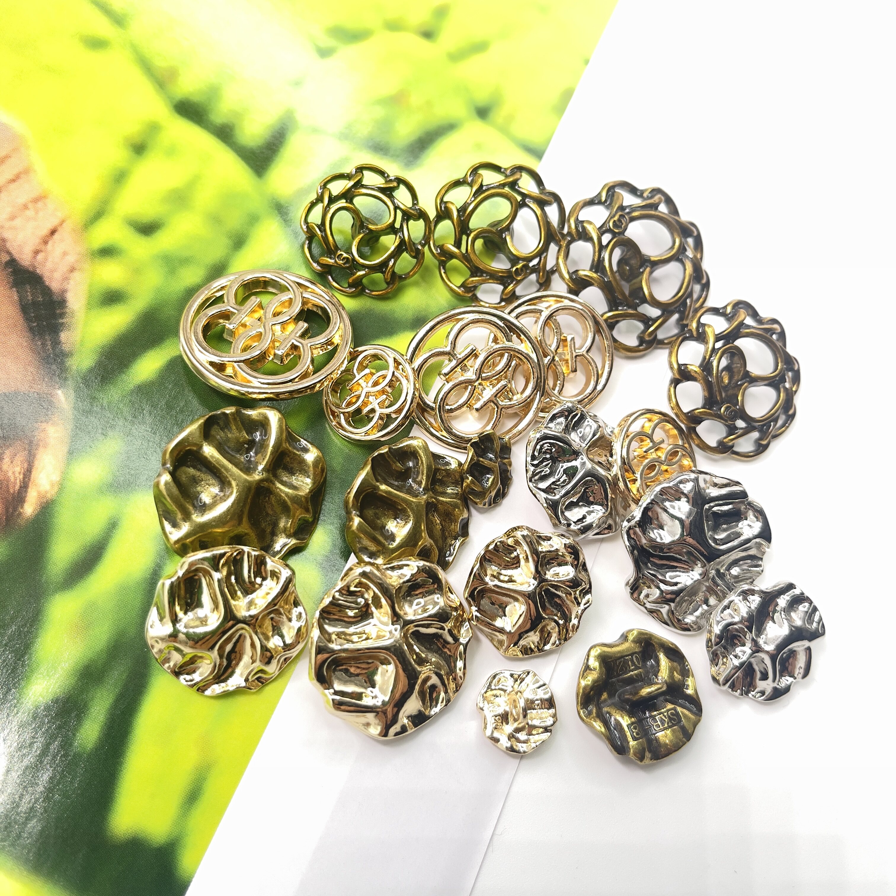 时尚小香风金属纽扣玫瑰花形镂空复古创意百搭扣女装大衣外套扣子