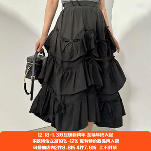 再入荷日系eve甜美温柔量产型清楚系多层荷叶边不规则长裙半裙