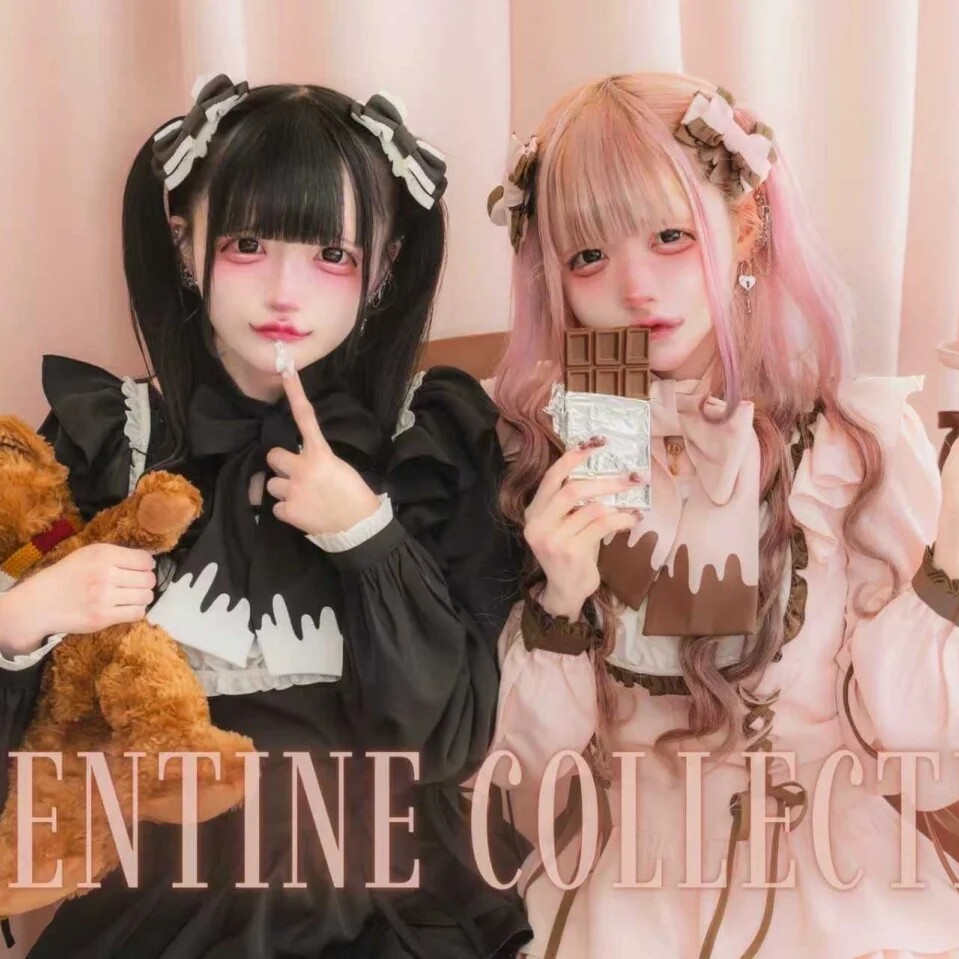 现货Meowchan日系nyanme蕾蕾系巧克力柄情人节限定量产型连衣裙