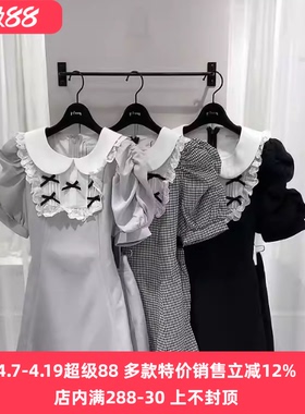 搬仓清货Meowchan日系P家甜美清楚系量产型蝴蝶结修身短袖套装