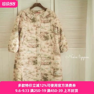 搬仓清货yuk1emon可爱童趣游乐园印花长款毛领棉衣棉服外套