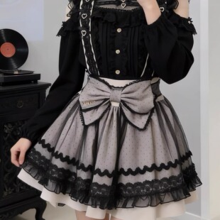 Meowchan可爱蕾系量产型女仆纱纱蛋糕蝴蝶结lolita连衣裙背带裙