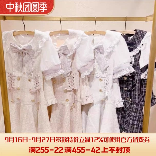 Meowchan翻单补货甜美量产型泡泡短袖小香风裙衣裙裤两件套装