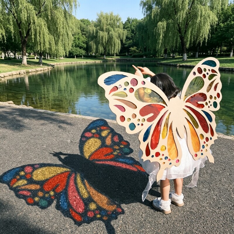 六一儿童节光影蝴蝶翅膀diy材料幼儿园彩色玻璃纸手工纸板七彩透