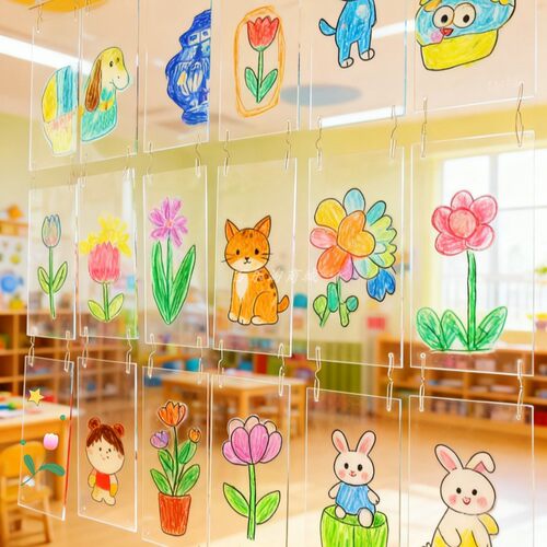 环创材料幼儿园透明长方形片吊饰