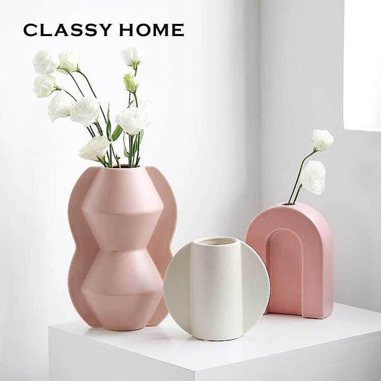 莫兰迪色彩虹门陶艺花器摆件 现代简约轻奢客餐厅样板房装饰花瓶