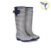 evercreatures英国品牌橡胶雨鞋 女款 女雨靴防滑水鞋 条纹高筒水鞋