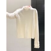 公主风双层木耳边针织打底衫 半高领毛衣内搭显瘦气质上衣 女季