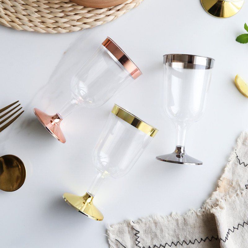 190ml塑料一次性透明红酒杯 户外野餐聚会派对酒杯烘焙冰激凌杯子