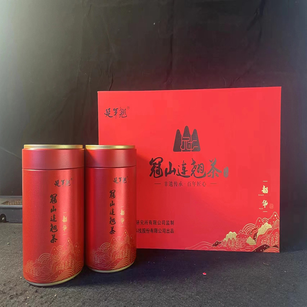 山西平定冠山连翘茶160g精美礼盒罐装红茶80g绿茶80g连翘叶茶