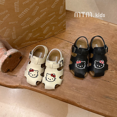 夏季真皮包头软底防滑女童凉鞋