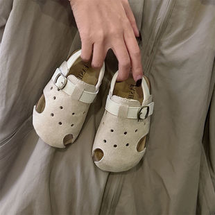 儿童真皮凉鞋韩版宝宝鞋女童学步鞋木底软底包头男童沙滩鞋休闲鞋