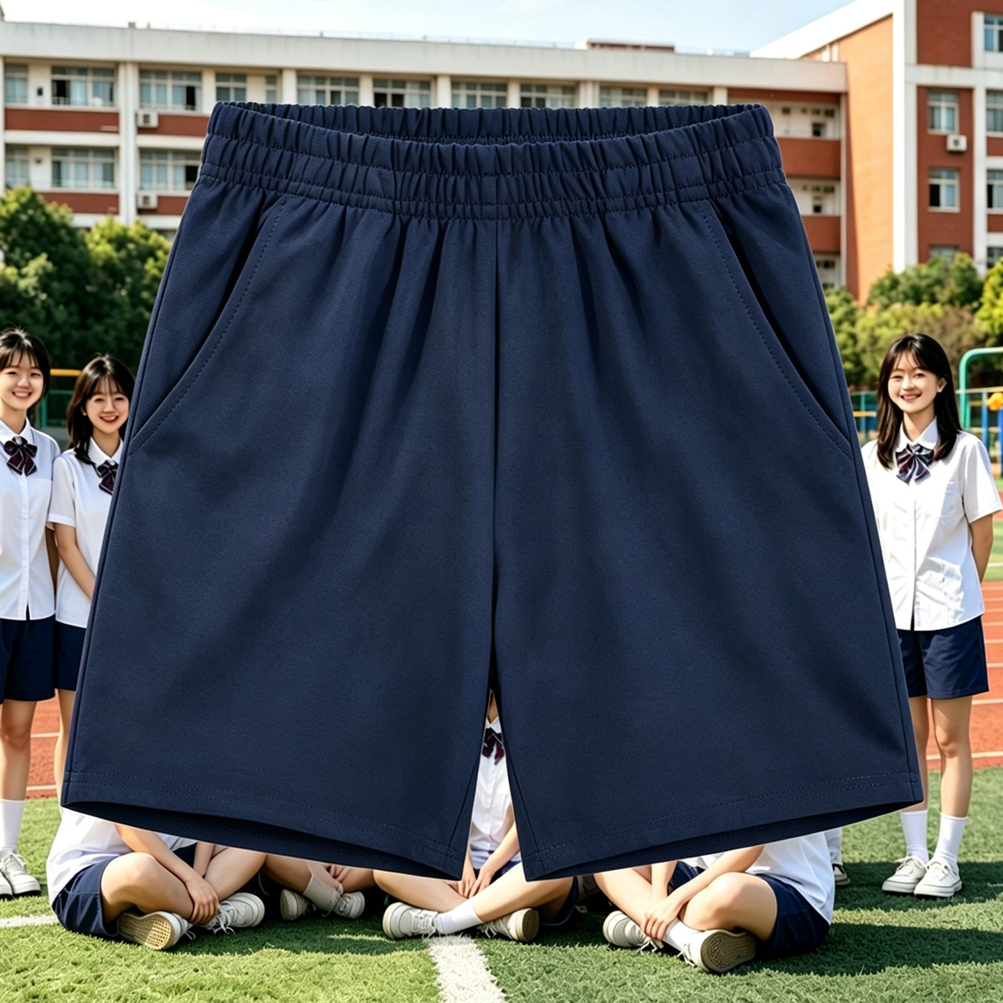 儿童白色短裤男童灰色裤子小学生藏青色五分运动裤校会统一演出服