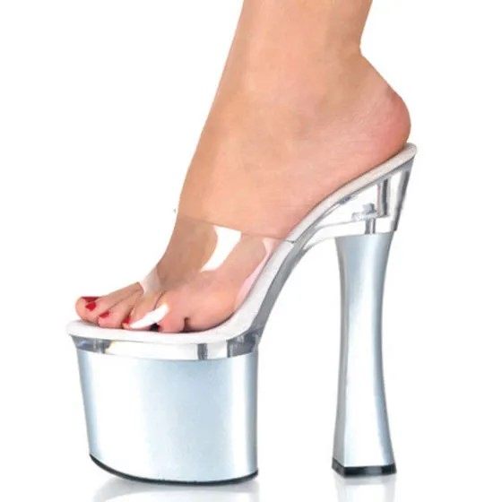 车展礼服鞋18CM厘米高跟鞋防水台粗跟凉拖鞋不累脚婚纱拍照鞋舞鞋