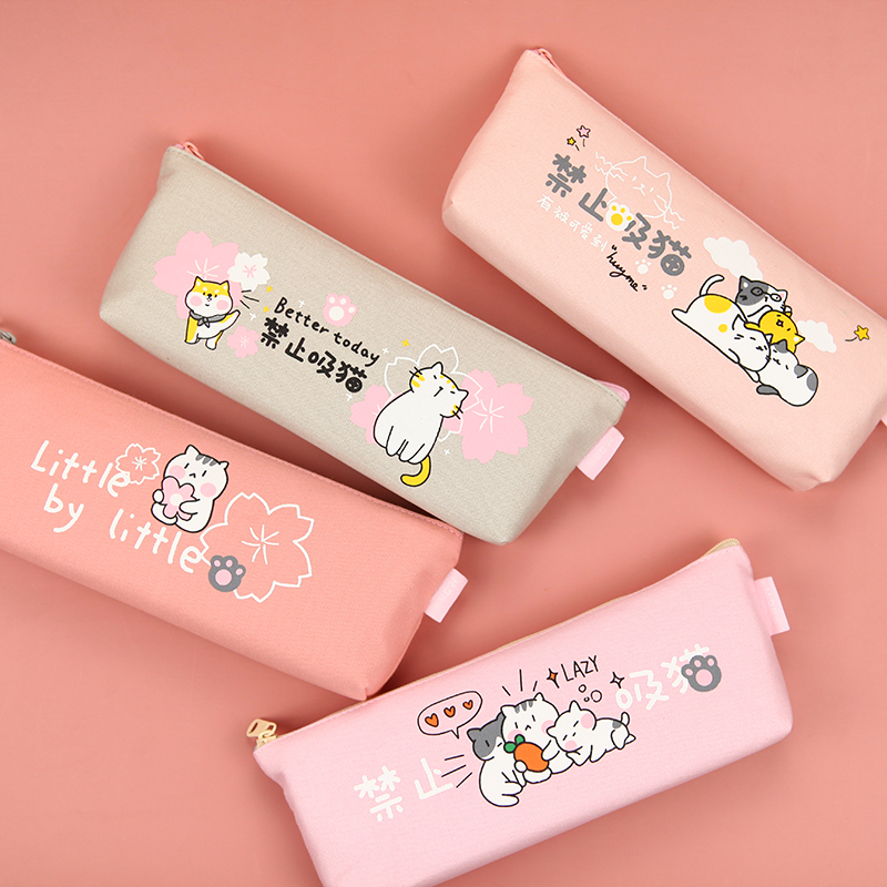 恐龙帆布三角笔袋文具袋铅笔袋小众原创韩国可爱简约ins风盐系日系高颜值少女心初中女孩版小学生