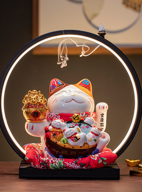 招财猫摆件大号电动摇手收银台家居店铺开业礼品陶瓷摆件自动招手