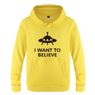Want 飞碟 男式 新奇创意搞笑 UFO 连帽卫衣 Believe 2018新款