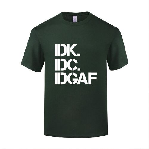 新款创意短袖圆领棉T恤男宽松 IDK IDC IDGAF 滑稽搞笑口号标语