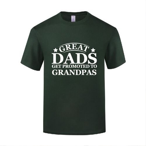 新款短袖棉T恤男 Great Dads Get Promoted to Grandpas 新奇滑稽