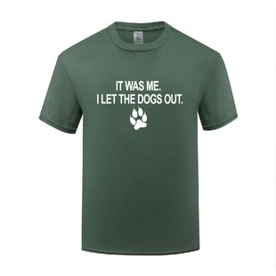 The Let Out Dogs 圆领棉T恤男宽松大码 幽默讽刺创意短袖 体恤