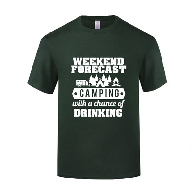 喝酒T恤男 Weekend Forecast Camping with a Chance of Drinking