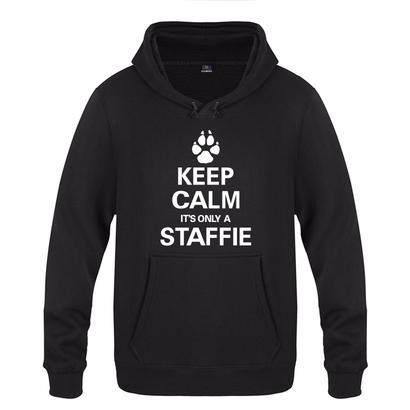 男式连帽卫衣外套 Keep Calm It's A Staffie搞笑创意新奇