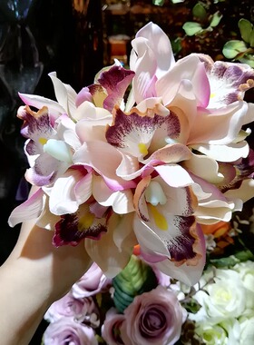 复古蕙兰创意摆件样板间塑料花