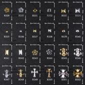 美甲饰品指甲铆钉克罗心金属合金银美甲柳丁日系三角diy贴片R329