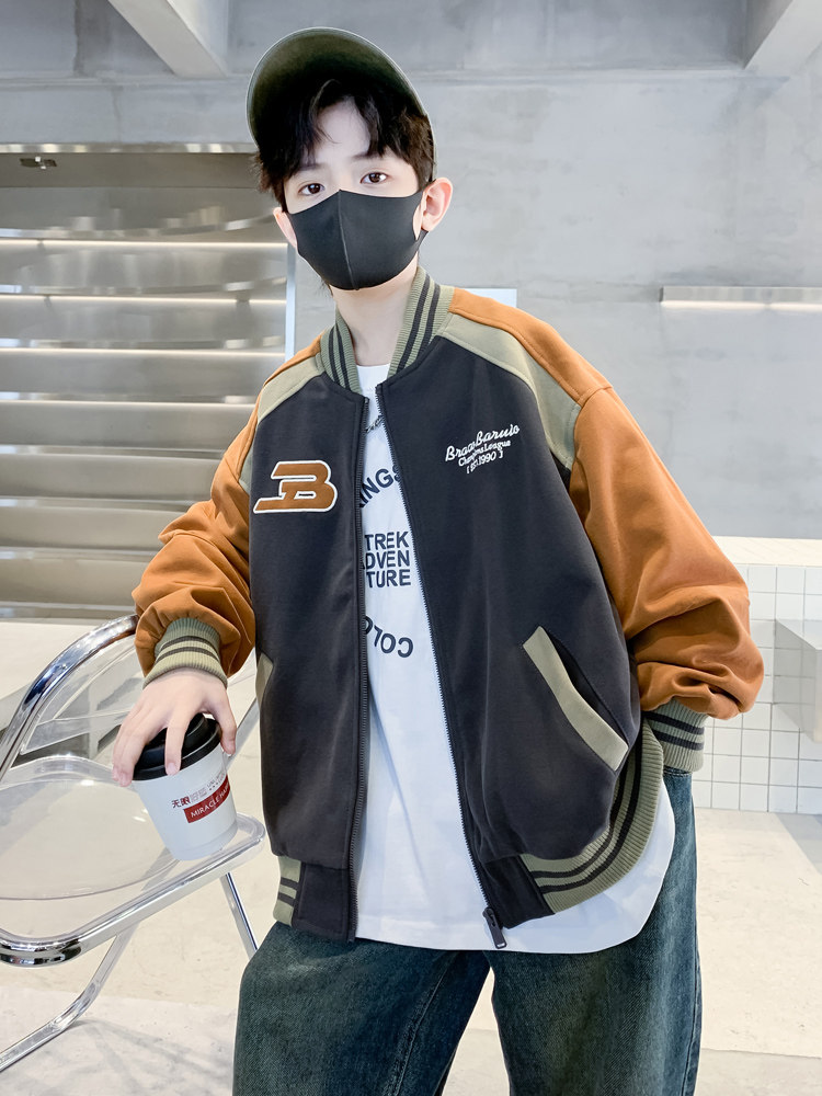 소년 야구 유니폼 재킷 봄 가을 겨울 2024 새로운 면화 아동 캐주얼 재킷 서양식 잘 생긴 탑