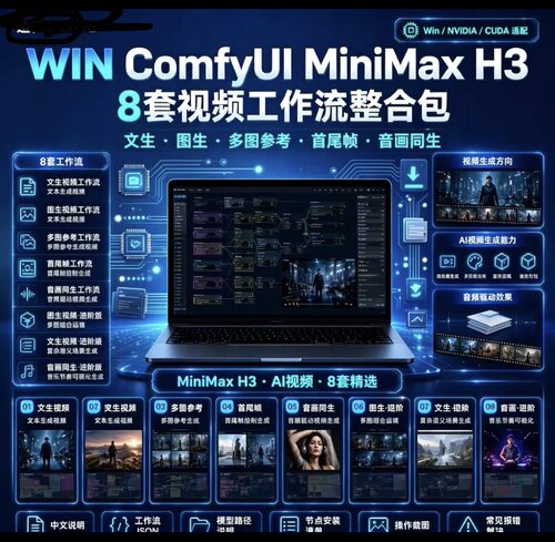 WINComfyUI海螺MiniMaxH3工作流整合包8套精选工作流整合包Ai视频