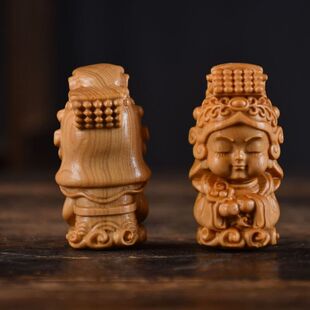 木雕居家崖柏神像海神实木摆件湄洲摆件天上圣母妈祖林默娘工艺品