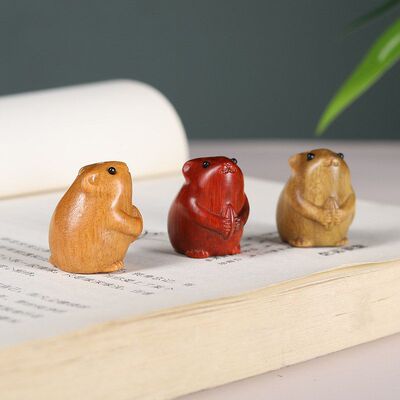 十二生肖摆件子鼠老鼠挂饰绿檀