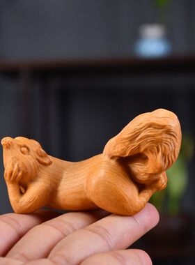 实木笔搁伴手木雕家居松鼠雕刻