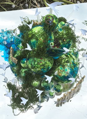 幼儿园植物角绿色系涂鸦球环创泡沫球自然区美术创意造景颜料手工