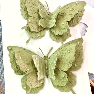 绿色浮雕蝴蝶手工环创材料幼儿园森系主题墙纹理纸边框吊饰装饰